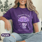 I Remember For You Alzheimer’s Awareness Shirt, Cute Purple Elephant Under Umbrella Tee