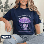 I Remember For You Alzheimer’s Awareness Shirt, Cute Purple Elephant Under Umbrella Tee, Dementia Support Gift, Caregiver Memory Shirt