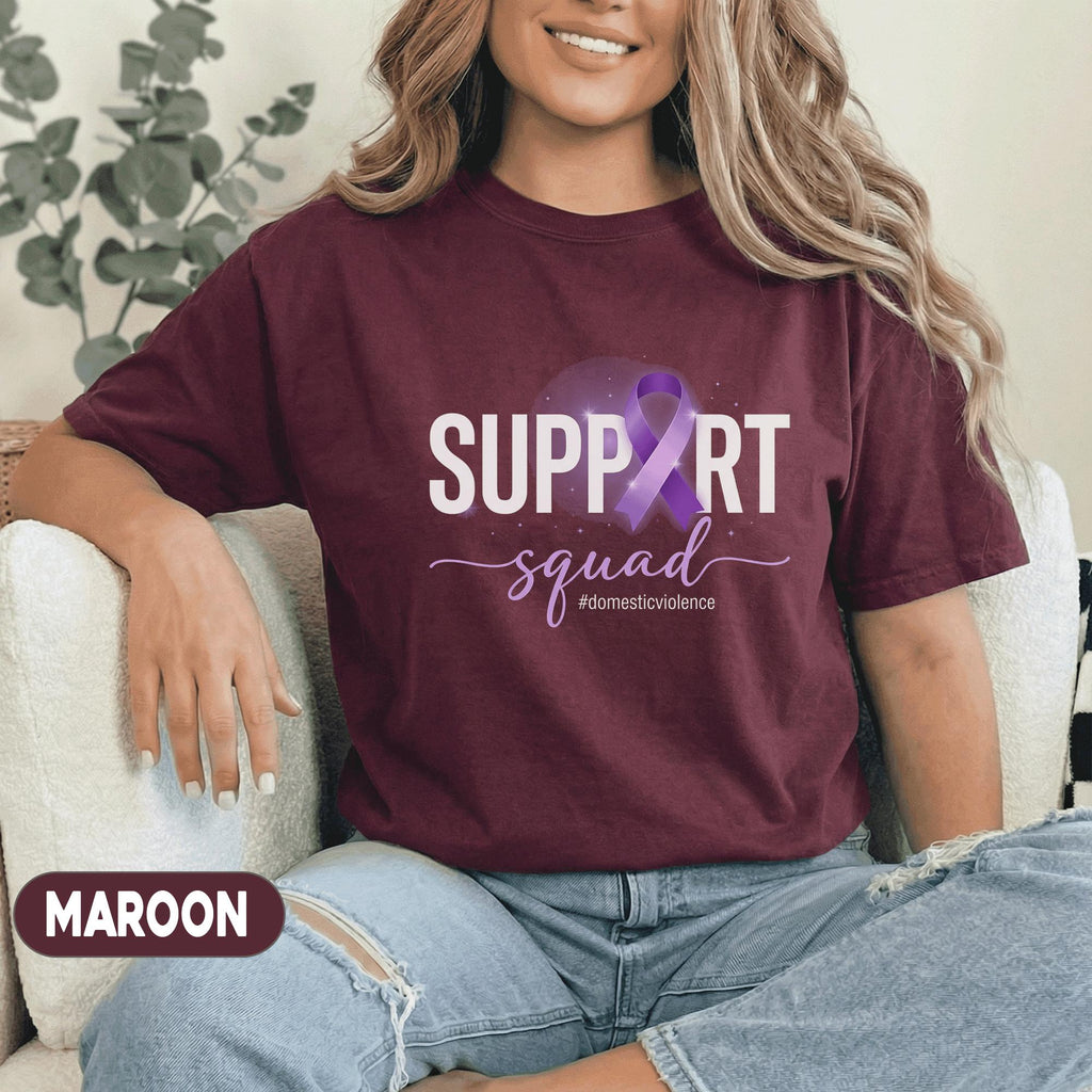 Support Squad Domestic Violence Awareness Shirt, Matching Purple Ribbon Survivor Support Tee, DV Awareness Gift, Team Advocacy Support Shirt