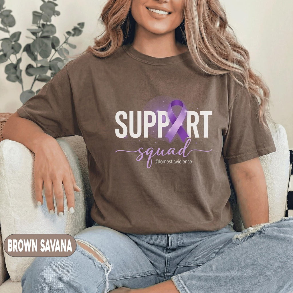 Support Squad Domestic Violence Awareness Shirt, Matching Purple Ribbon Survivor Support Tee, DV Awareness Gift, Team Advocacy Support Shirt