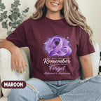 You May Not Remember But I Will Never Forget Alzheimer’s Awareness Shirt, Purple Ribbon Support Tee, Dementia Awareness Gift