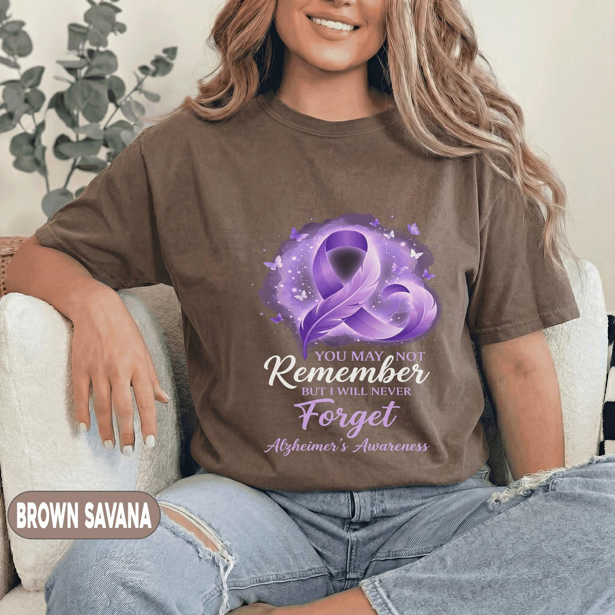 You May Not Remember But I Will Never Forget Alzheimer’s Awareness Shirt, Purple Ribbon Support Tee, Dementia Awareness Gift