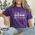 Gnome One Fights Alone Alzheimer’s Awareness Shirt, Cute Purple Gnome Ribbon Tee