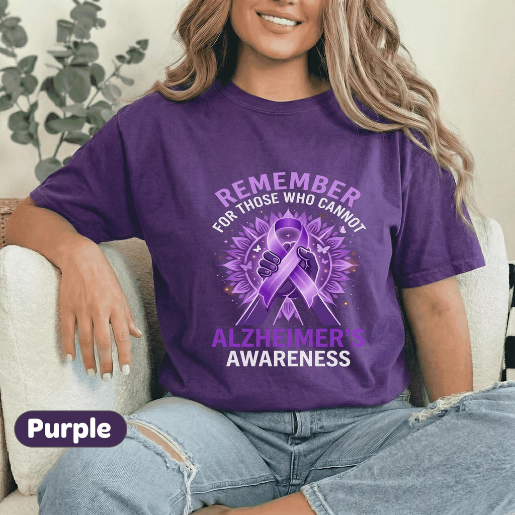 Remember For Those Who Cannot Alzheimer’s Awareness Shirt, Purple Ribbon Support Tee, Dementia Awareness Gift, Caregiver Shirt