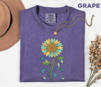 Comfort Colors PTSD Awareness Shirt, Teal Ribbon Sunflower Tee, Mental Health Support Shirt, Trauma Survivor Gift, Unisex