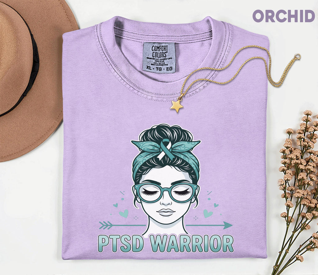 Comfort Colors® PTSD Warrior Shirt, Teal Ribbon Mental Health Awareness Tee, Trauma Survivor Gift, Strong Women Support Shirt