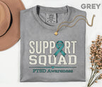 Comfort Colors PTSD Awareness Support Squad Shirt, Matching Teal Ribbon Mental Health Tee, Team Trauma Survivor Support Gift, Advocacy Shirt