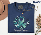 Comfort Colors® PTSD Awareness Support Squad Shirt, Matching Teal Ribbon Butterfly Mental Health Tee, Group Trauma Survivor Support Gift