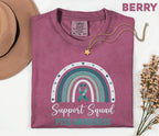 Team Comfort Colors® PTSD Awareness Support Squad Shirt, Matching Teal Ribbon Rainbow Mental Health Tee, Group Trauma Survivor Support Gift