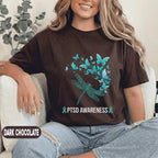 PTSD Awareness Dragonfly Shirt, Teal Ribbon Mental Health T-Shirt, Strength Courage Resilience Tee, Butterfly Survivor Support Gift