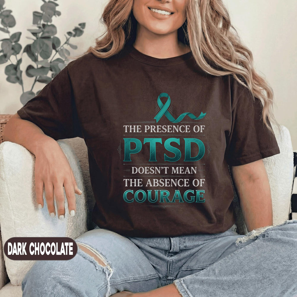 PTSD Awareness Courage Shirt, Teal Ribbon Mental Health T-Shirt, Inspirational Trauma Survivor Quote Tee, Support Gift