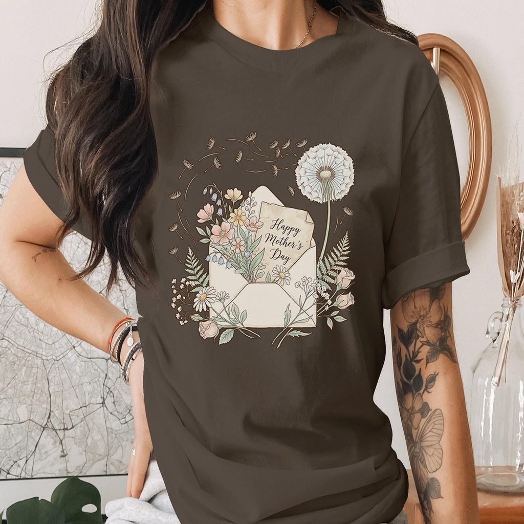 Happy Mothers Day Shirt Floral Envelope T-Shirt Vintage Flower Mom Gift Cute Botanical Tee Dandelion Art Mothers Day Outfit