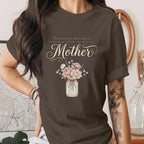 Christian Mother Shirt Religious Mom Tee Faith Quote T-Shirt God Heart of a Mother Floral Jar Vintage Style Mothers Day Gift Idea