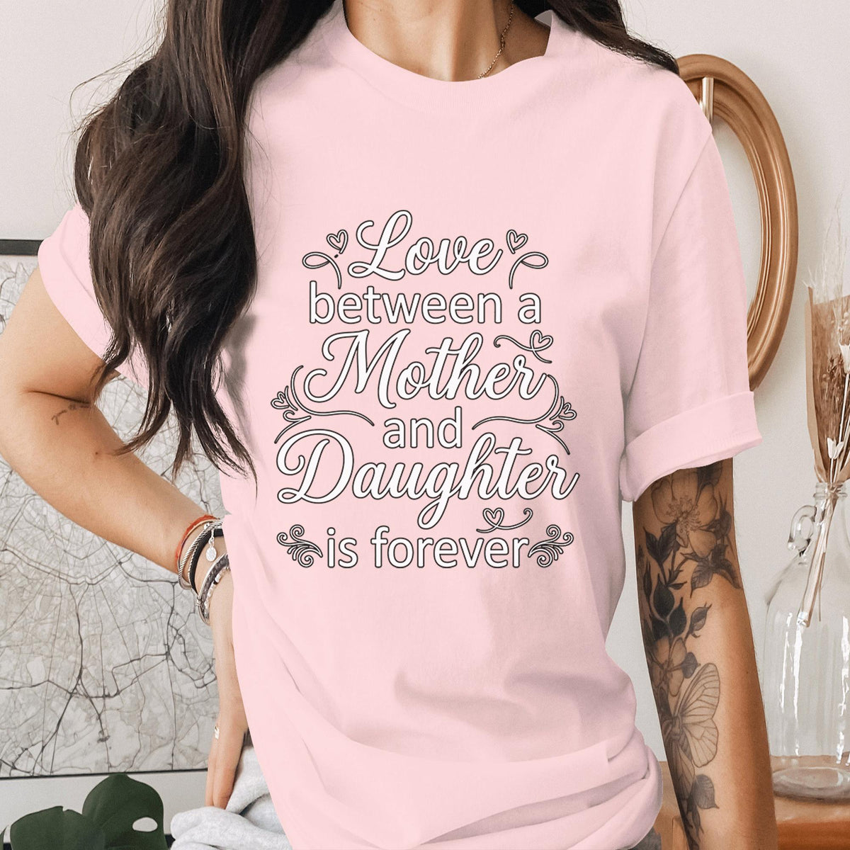 Mother Daughter Love Shirt Mom Daughter Quote Tee Family Love T-Shirt Mothers Day Gift Heart Mama Matching Outfit Top
