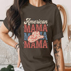 American Mama Shirt Patriotic Mom Tee USA Mama T-Shirt Western Cowboy Hat Mothers Gifts Idea 4th of July Outfit Gift for Mom