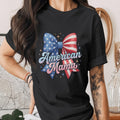 American Mama Bow Shirt Patriotic Mom Tee USA Flag Bow T-Shirt Mothers 4th of July Outfit Cute Independence Day Gift ...
