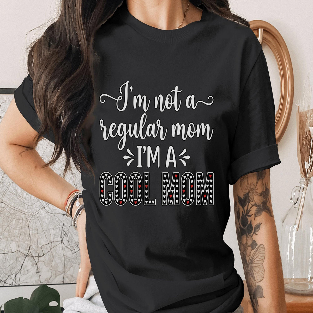 Cool Mom Shirt Funny Mom Quote Tee I'm Not a Regular Mom I'm a Cool Mom T-Shirt Trendy Mother Day Gift Cute Heart Mam...
