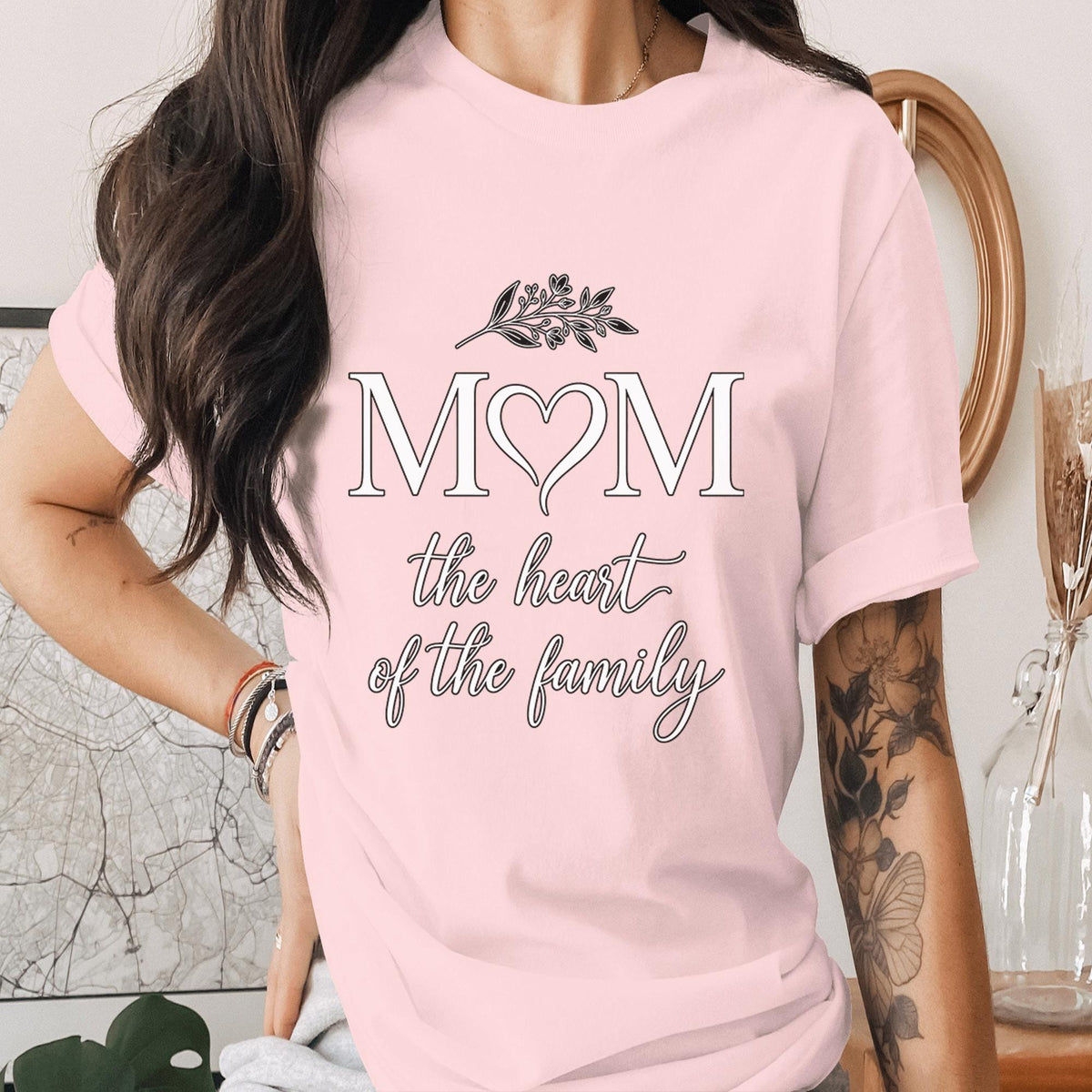 Mom The Heart of the Family Shirt Minimalist Mom Quote Tee Mama T-Shirt Mothers Day Gift Simple Family Love Top