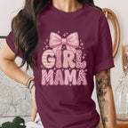 Girl Mama Shirt Pink Bow Mom Tee Cute Girly Mom T-Shirt Leopard Glitter Lettering Trendy Mothers day Gift Idea Aesthetic Top Mama Shirt