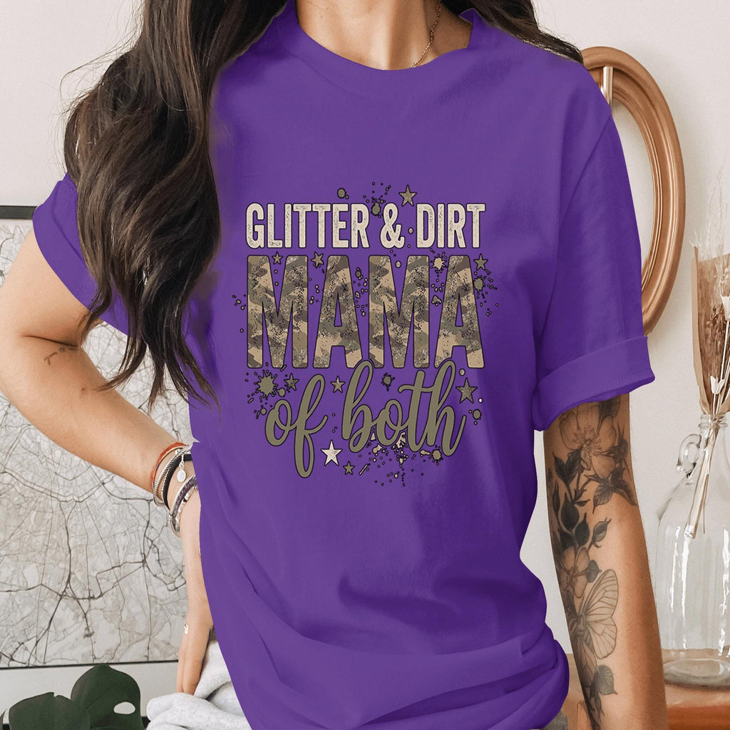Glitter and Dirt Mama Shirt Camo Mom Tee Strong Mom Gift Rustic Mama T-Shirt Country Mom Life Tee Mothers Day Gift Idea