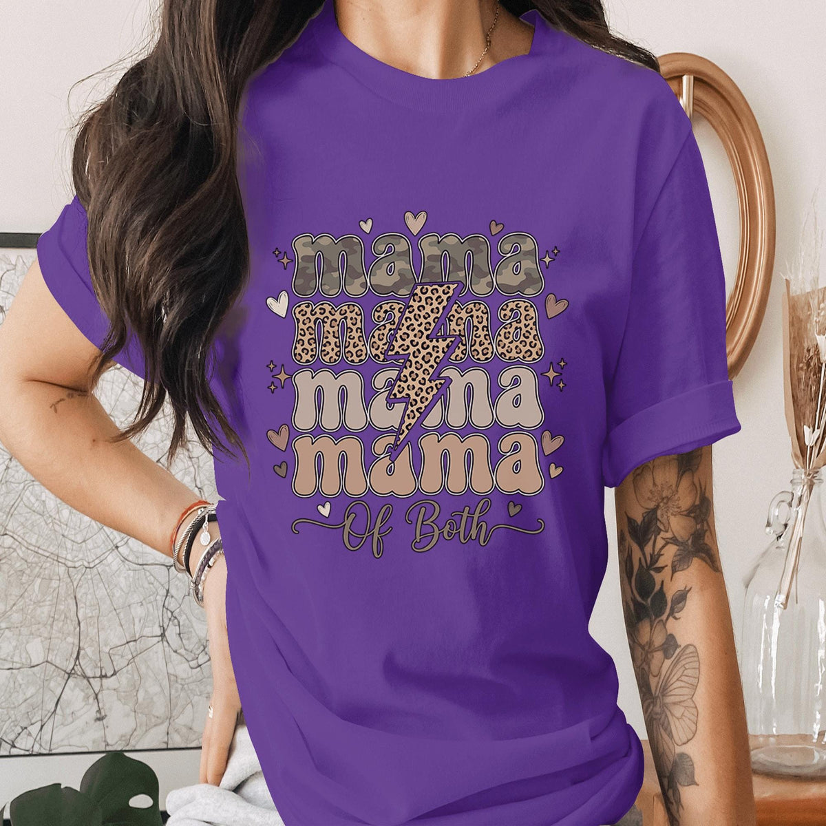 Mama Of Both Shirt Camo Leopard Lightning Bolt Tee Trendy Mom T-Shirt Stylish Mama Gift Mothers Day Tee