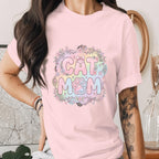Cat Mom Shirt Cute Pastel Floral Cat Mom Tee Paw Print Mama Shirt Aesthetic Cat Lover Gift Trendy Pet Mom T-Shirt Mot...