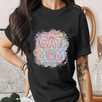 Cat Mom Shirt Cute Pastel Floral Cat Mom Tee Paw Print Mama Shirt Aesthetic Cat Lover Gift Trendy Pet Mom T-Shirt Mothers Day Gifts Idea