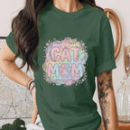 Cat Mom Shirt Cute Pastel Floral Cat Mom Tee Paw Print Mama Shirt Aesthetic Cat Lover Gift Trendy Pet Mom T-Shirt Mothers Day Gifts Idea