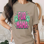 Fur Mama Shirt Pink Leopard Dog Mom Tee Cute Pet Lover T-Shirt Paw Print Gift for Dog Lover Cat Mom Gift Animal Lover Shirt Mothers Day