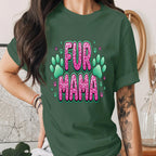 Fur Mama Shirt Pink Leopard Dog Mom Tee Cute Pet Lover T-Shirt Paw Print Gift for Dog Lover Cat Mom Gift Animal Lover Shirt Mothers Day