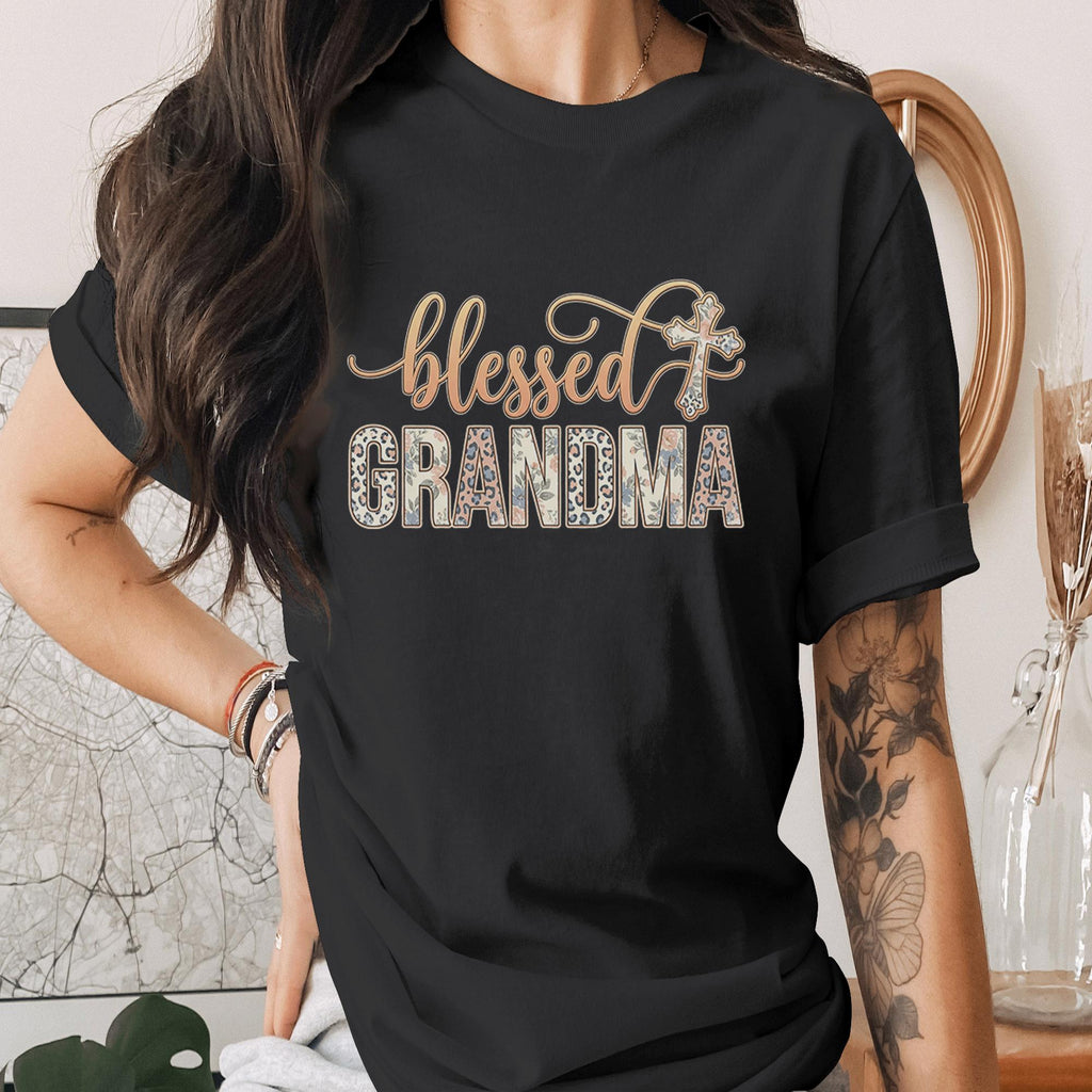 Blessed Grandma Shirt Christian Grandma Gift Faith Based Nana Tee Leopard Print Grandma T-Shirt Religious Gift for Grandma Mothers Day