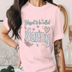 Blessed to Be Called Nanny Shirt Floral Nana Tee Cute Grandma Gift Butterfly Flower Nana Shirt Mothers Day Gift for Grandma