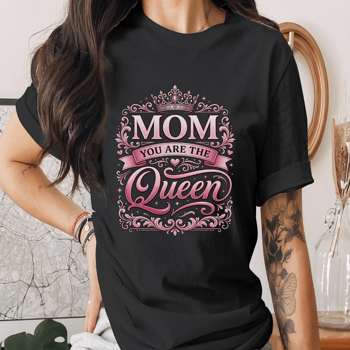Mom You Are The Queen Shirt Pink Crown Mom Tee Mothers Day Gift Idea for Mom Queen Shirt Elegant Mom Life Shirt Royal Mama Tee