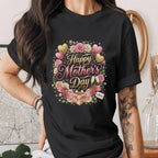 Happy Mothers Day Shirt Floral Heart Mom Gift Tee Cute Mama Shirt Pink Gold Heart Mom Shirt Gift for Her Mothers Day Tee
