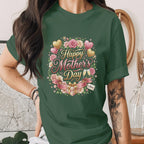 Happy Mothers Day Shirt Floral Heart Mom Gift Tee Cute Mama Shirt Pink Gold Heart Mom Shirt Gift for Her Mothers Day Tee