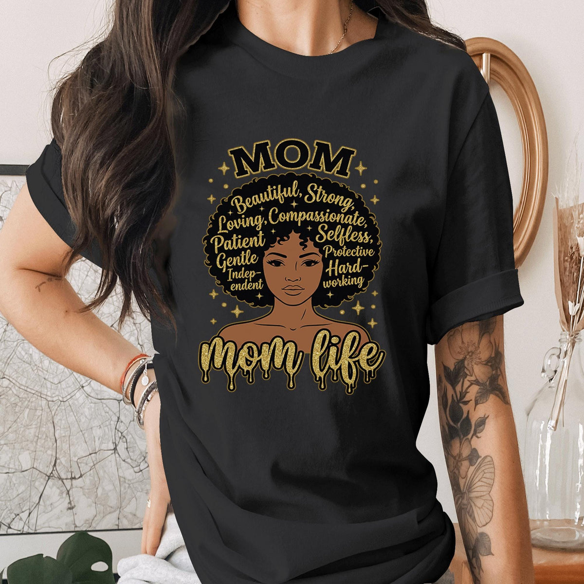 Melanin Mom Life Shirt Black Mom Affirmation Tee Strong Beautiful Mama Shirt Afro Queen Mom Gift Empowered Mothers Da...