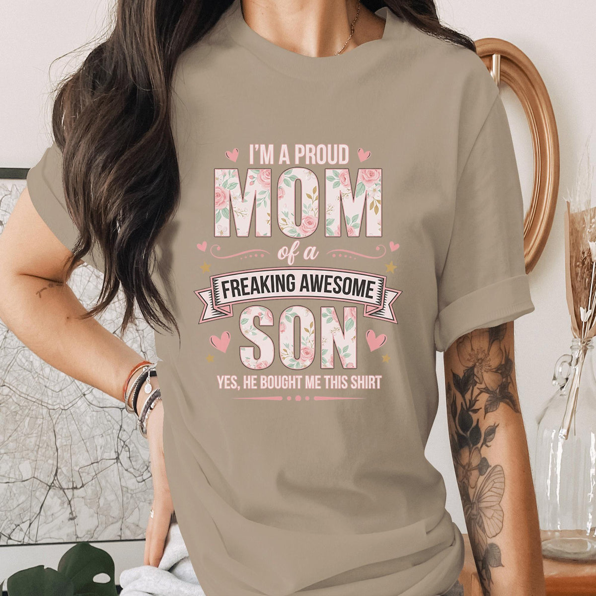 Proud Mom of Son Shirt Funny Mom Gift from Son Shirt Awesome Son Quote Tee Mothers Day Gift Boy Mom Shirt Cute Mama Tee