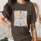 Mama Patchwork Shirt Cute Pastel Mom Tee, Aesthetic Mama Shirt Gift for Mom, Vintage Style Mama Shirt Mothers Day Gift Idea for Women