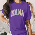 Mama Patchwork Varsity Shirt Vintage Style Mom Tee, Cute Pastel Mama Shirt Gift for Mom, Trendy Aesthetic Mothers Day Gift Shirt Women