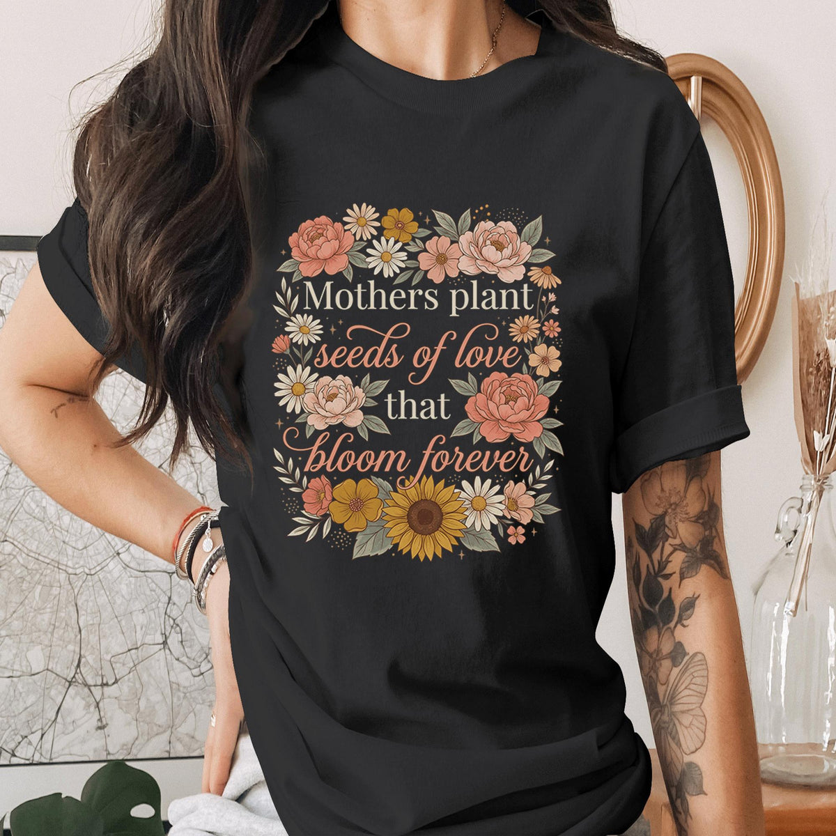 Mothers Plant Seeds of Love Shirt Floral Mom Tee Vintage Style Mothers Day Gift Botanical Mom Quote Shirt Cute Garden...