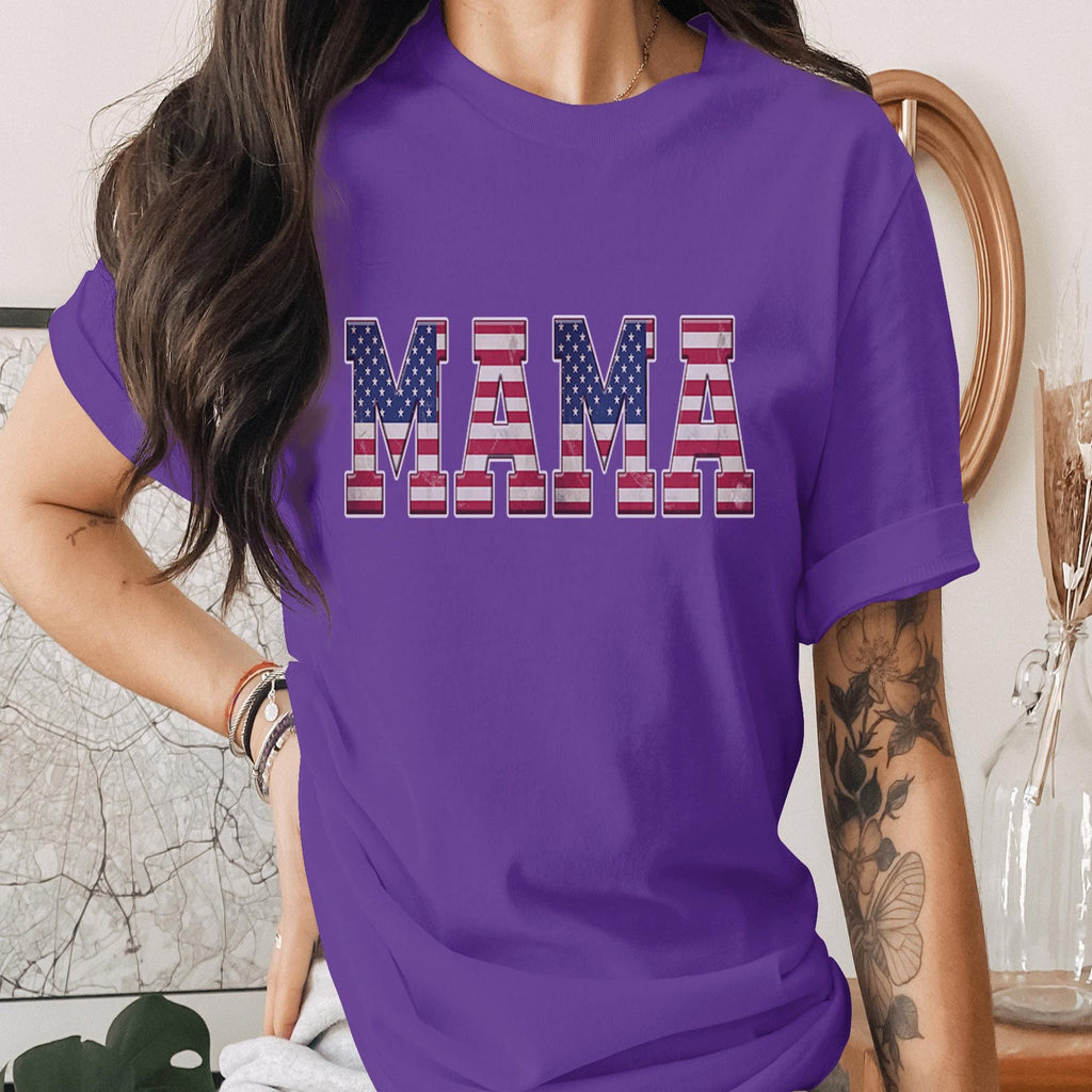 Mama American Flag Shirt Patriotic Mom Tee USA Flag Mama Shirt 4th of July Mom Shirt Independence Day Gift for Mom USA Mothers Day Tee