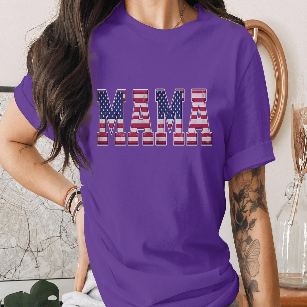 Mama American Flag Shirt Patriotic Mom Tee USA Flag Mama Shirt 4th of July Mom Shirt Independence Day Gift for Mom USA Mothers Day Tee
