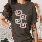 Mama Patchwork Shirt Cute Quilt Style Mama Tee Vintage Patch Mama Shirt Aesthetic Mom Shirt Mothers Day Gift Soft Girl Mama Top