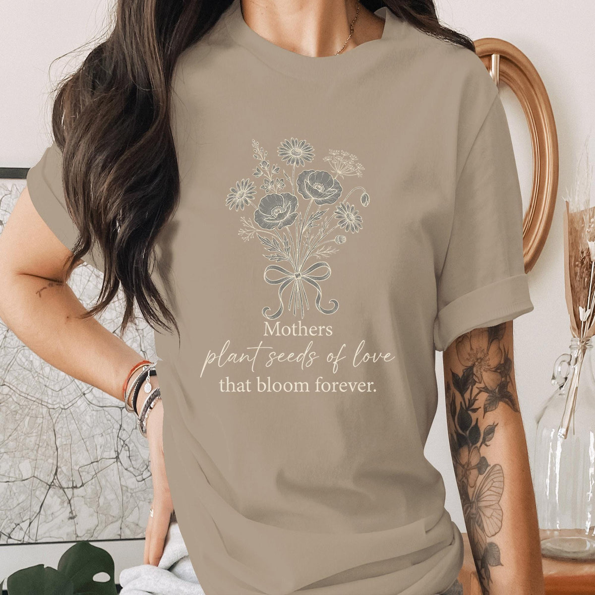Mothers Plant Seeds of Love Shirt Floral Quote Mom Tee Minimalist Botanical Mama Shirt Mothers Day Gift Idea Elegant Mom Tee