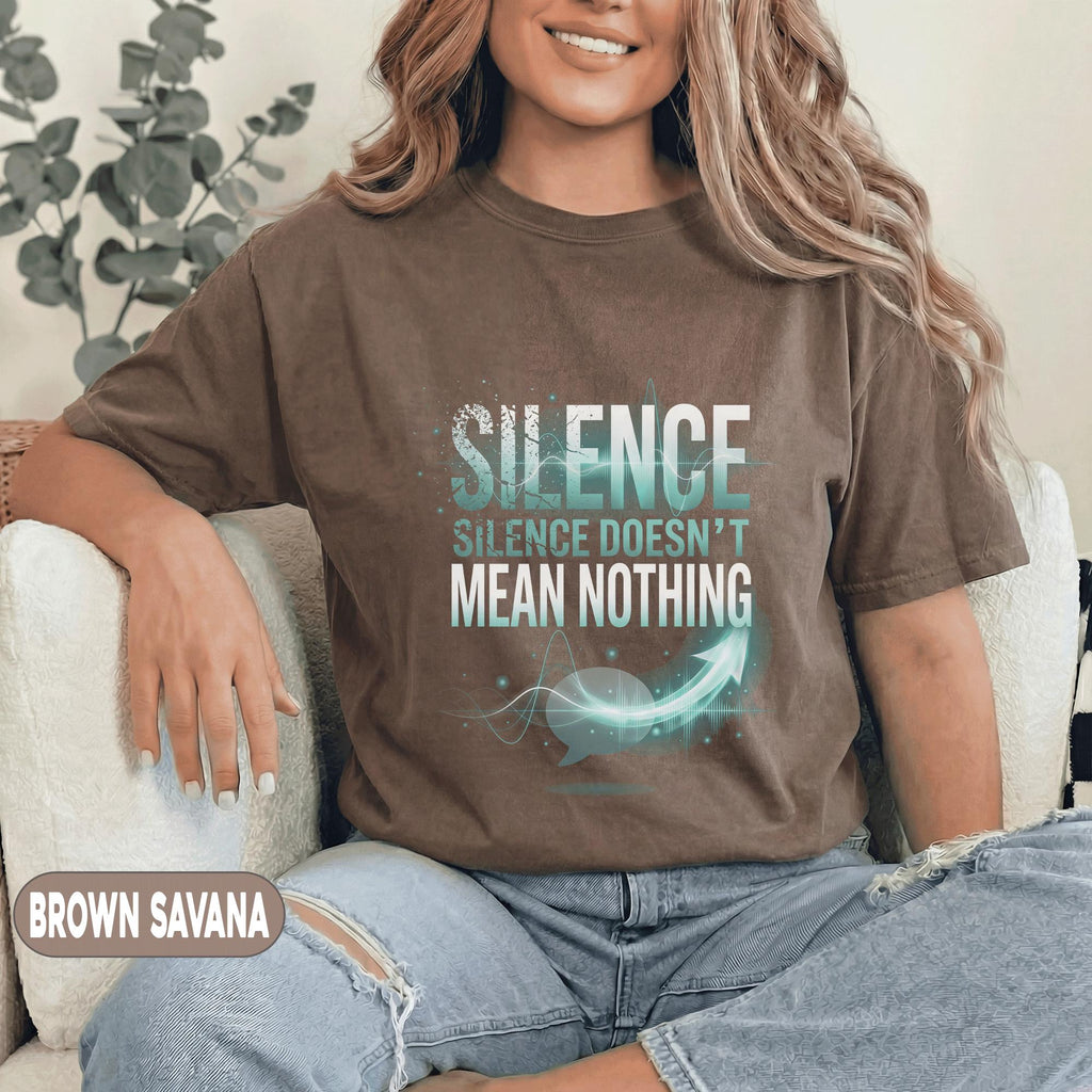 Silence Doesn’t Mean Nothing Aphasia Awareness Shirt Speech Disorder Support Tee Communication Awareness Gift SLP Advocate Shirt