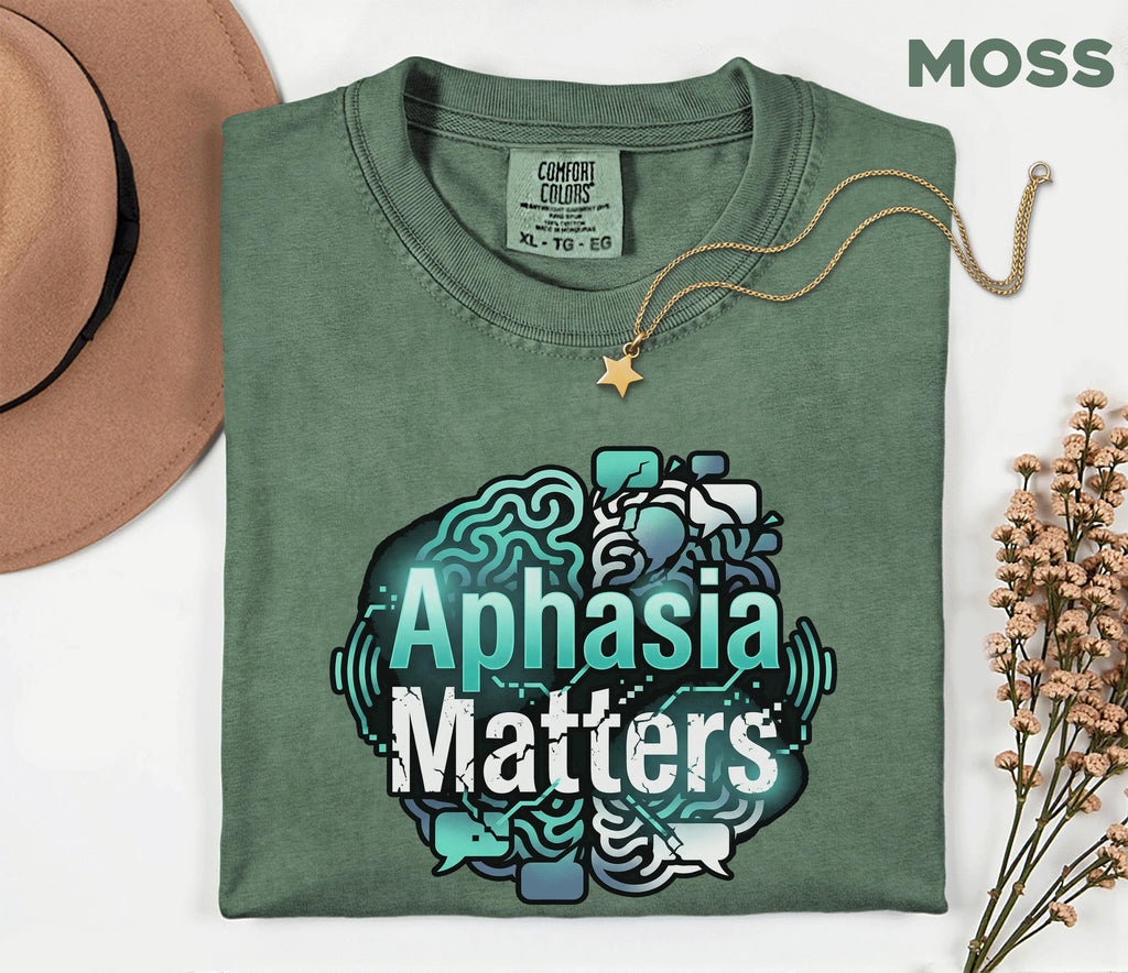 Comfort Colors Aphasia Matters Shirt Brain Graphic Tee Speech Therapy Awareness Shirt Stroke Support Gift SLP Appreciation Tee
