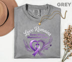 Comfort Colors Alzheimer Awareness Shirt Love Remains Even When Memories Fade Purple Ribbon Caregiver Support Tee Gift