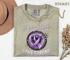 Comfort Colors Alzheimer Awareness Shirt Mind Gone Love Strong Purple Ribbon Tee Dementia Support Gift Caregiver Shirt
