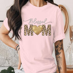 Blessed Mom Shirt Leopard Print Heart Tee Trendy Mama Shirt Cute Mothers Day Gift Stylish Mom Tee Gold Heart Mom Shirt