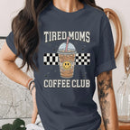 Tired Moms Coffee Club Shirt Funny Mom Coffee Tee Retro Checkered Mama Shirt Cute Iced Coffee Lover Gift Mothers Day Tee
